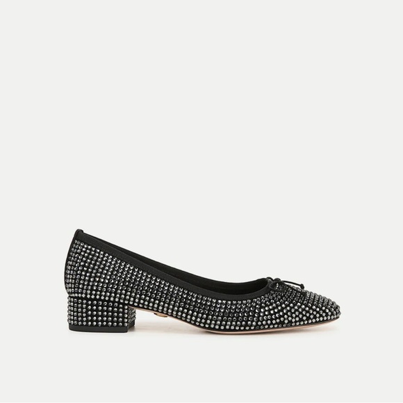 NWT Veronica Beard Cecile Rhinestone Ballet Pumps in Black Size 7.5